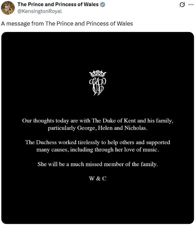 Late-Breaking: Prince and Princess of Wales Pay Tribute to Late Duchess of Kent, 92, as Royal Family Mourns