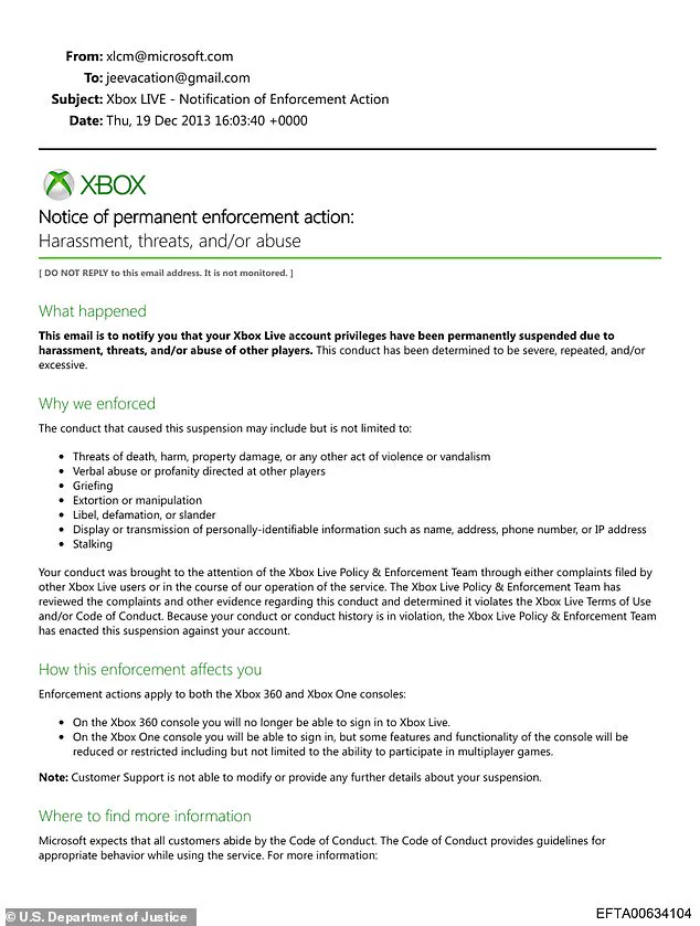DOJ Files Reveal Jeffrey Epstein's 2013 Xbox Live Ban Over Threats and Harassment