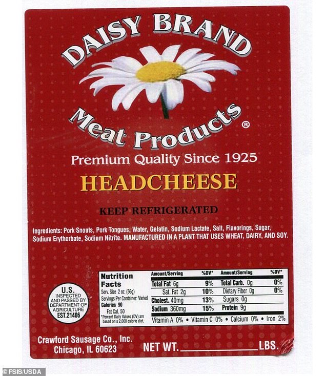 USDA warns consumers to discard Daisy brand headcheese over listeria outbreak.